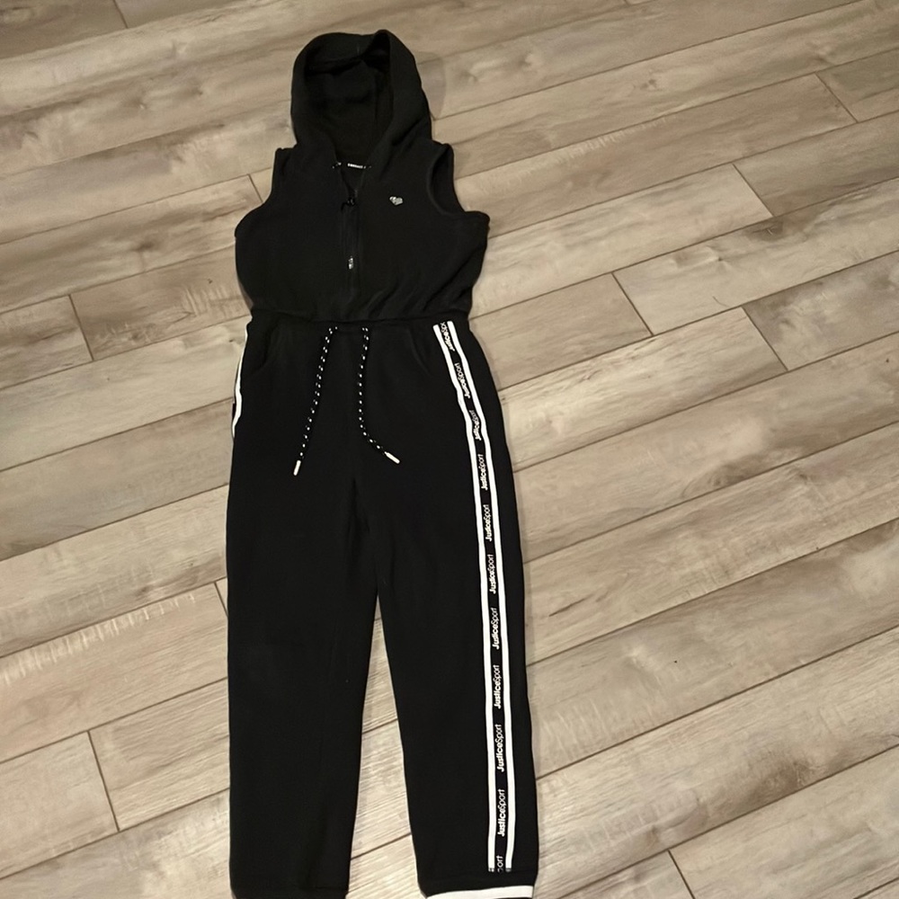 Justice athletic jumpsuit with hood
